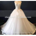 2016 El último diseño del cordón blanco Appliqued el vestido de boda sin tirantes Alibaba vestido nupcial